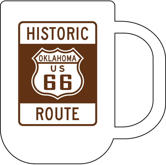 Coffee Mug Route 66 Design With Dye Sublimated Brown Historic Route 66 Sign