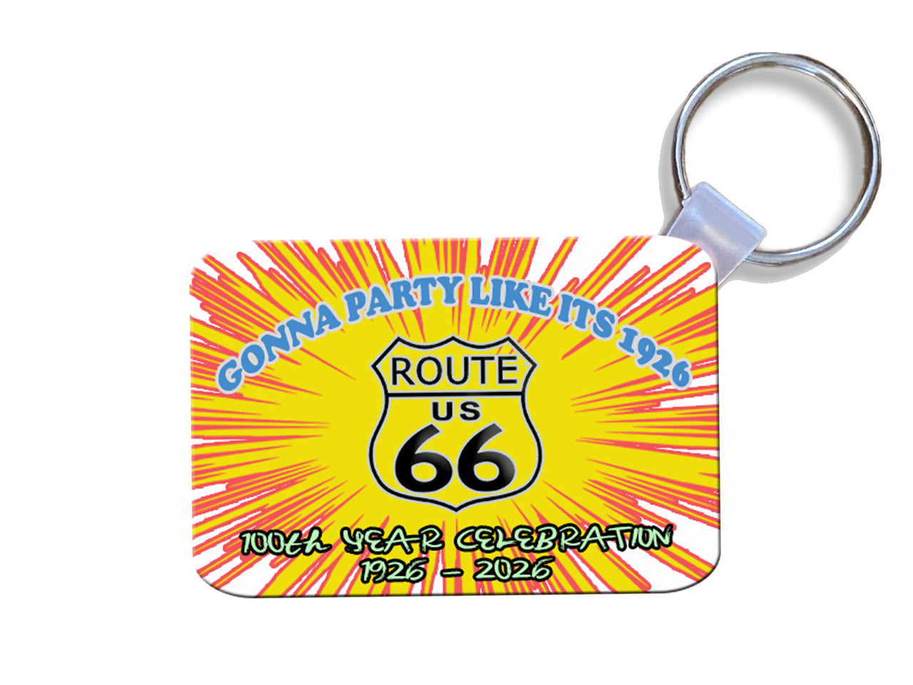 Route 66 Keyring Dye Sublimated Image with Colorful Background #KRDS019B