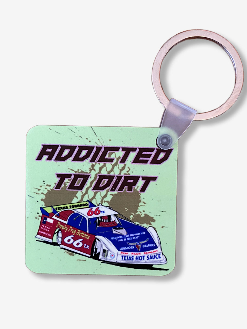 Dirt Track Dye Sublimated Key Rings With Car Graphics