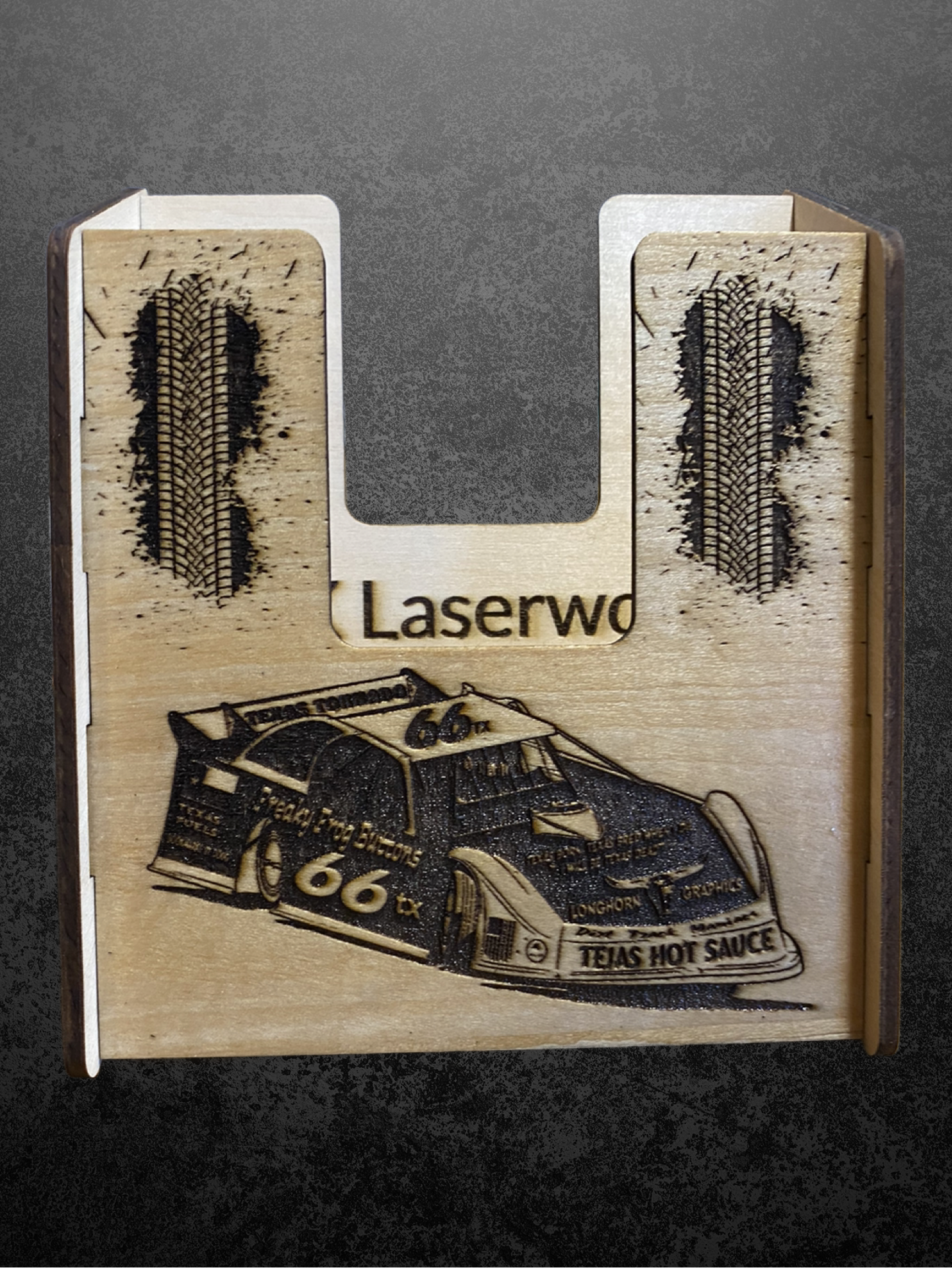 Cell Phone Caddy Note Pad Caddy Featuring a Dirt Track Late Model Design