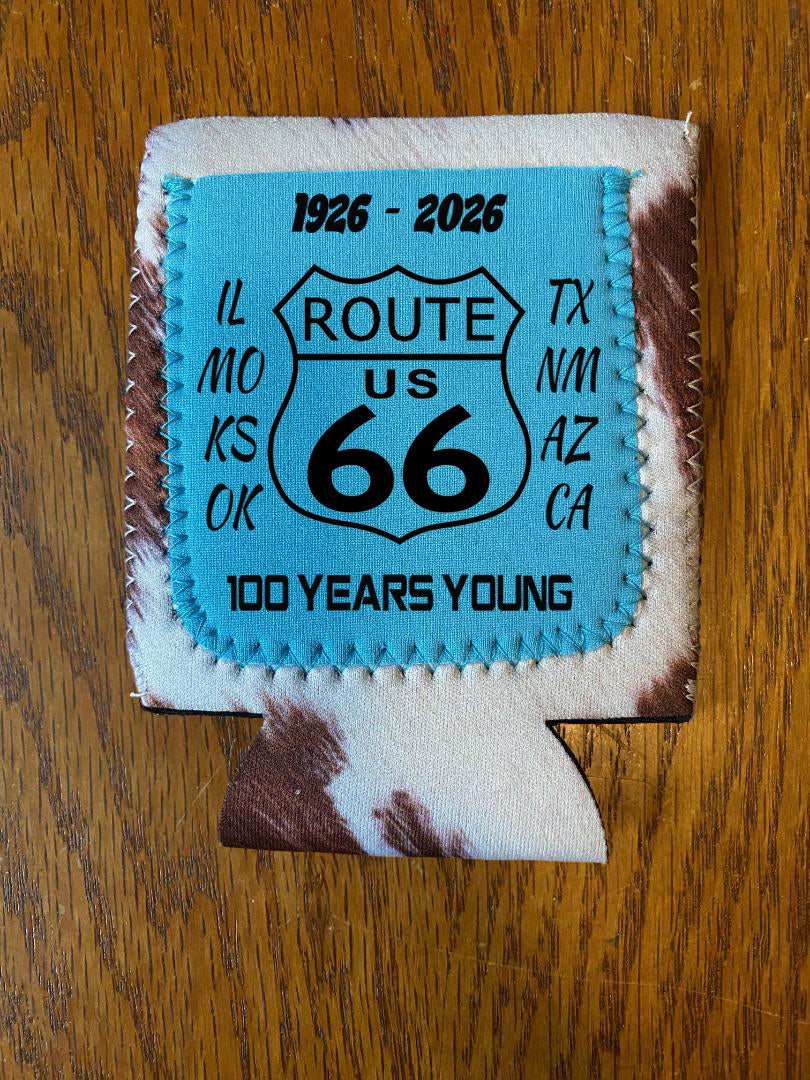 Can Koozie Featuring a Route 66 Design Dye Sublimated onto Koozie