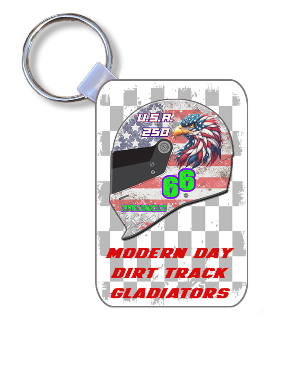 Dirt Track Dye Sublimated Key Ring Helmet Graphic with America 250 Design #KRDSDTM02