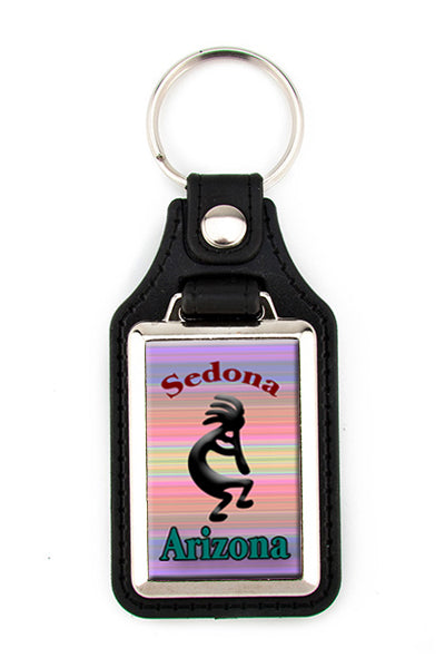 Kokopelli Sedona Arizona Graphics Faux Leather Key Ring