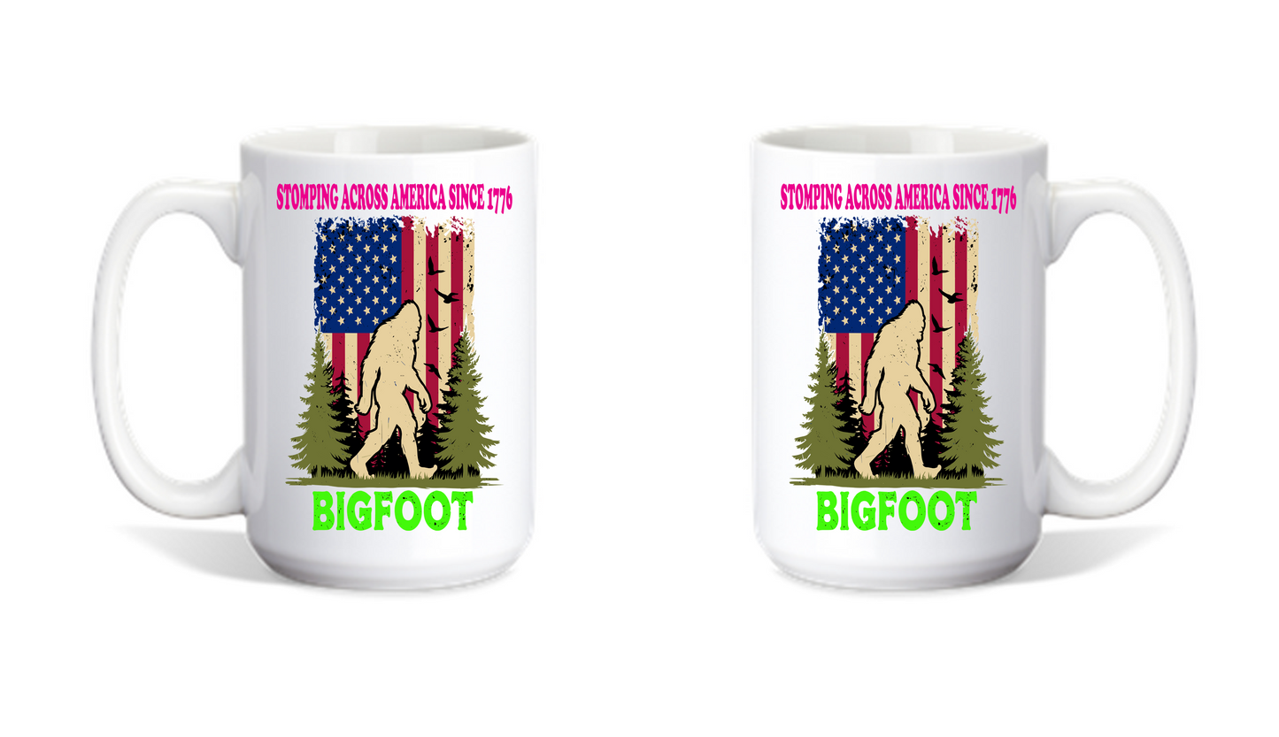 Coffee Mug Patriotic Bigfoot Design