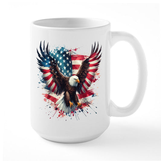 Coffee Mug Featuring a Patriotic Bald Eagle And a Quote