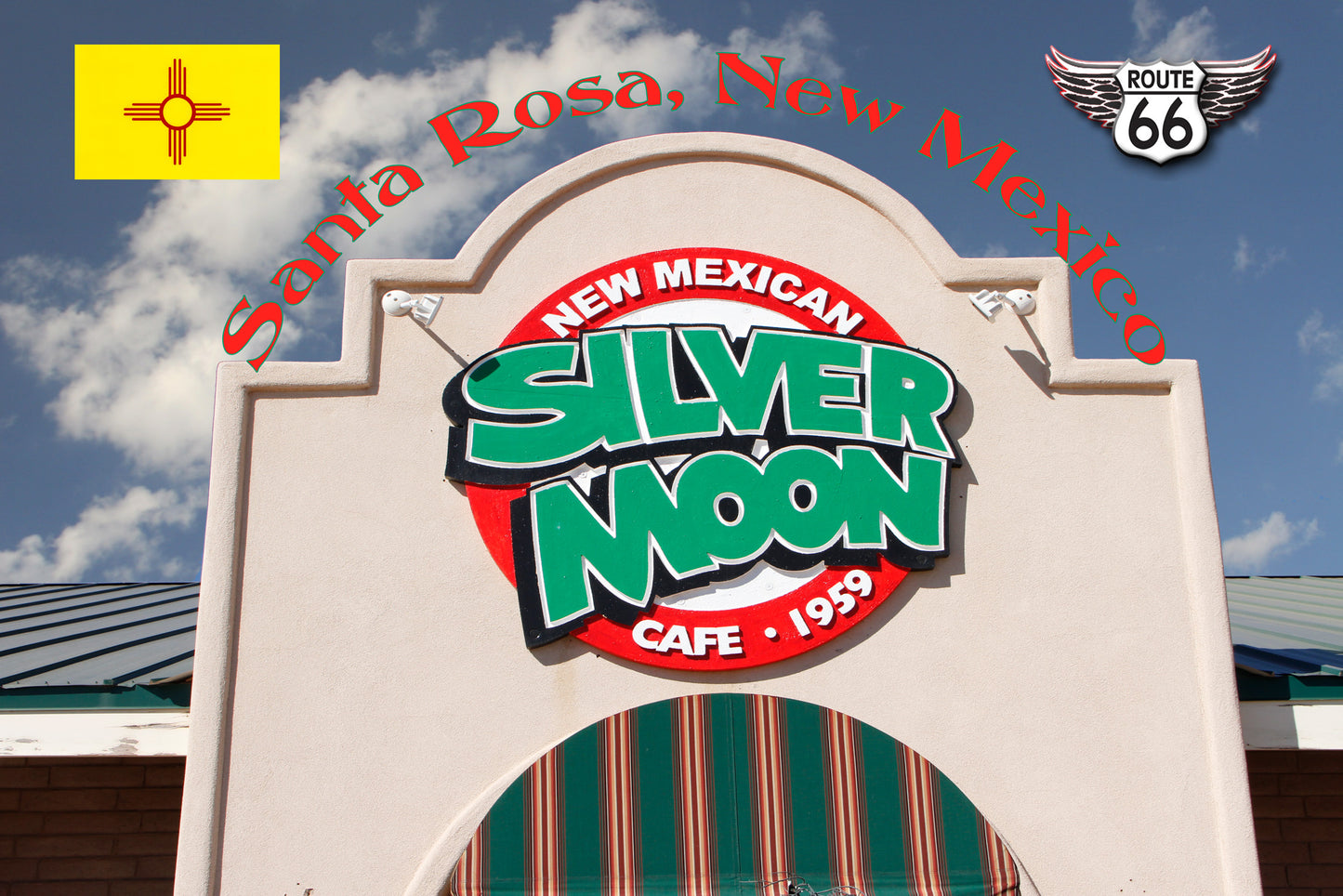 Route 66 fridge magnet featuring the Silver Moon Cafe in Santa Rosa, NM #NMMG7180
