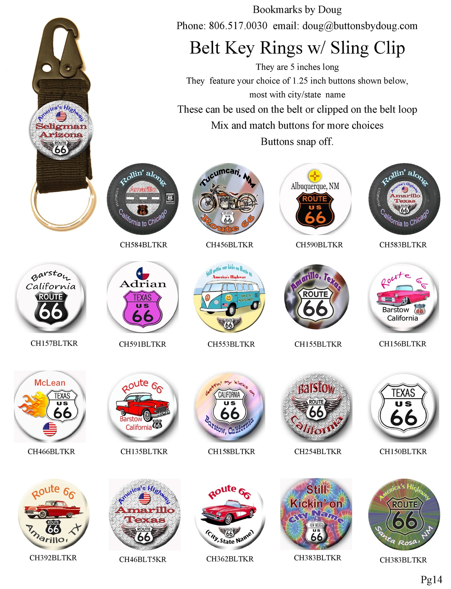 Personalized Canvas Key FOB with Your Choice of Route 66 Button