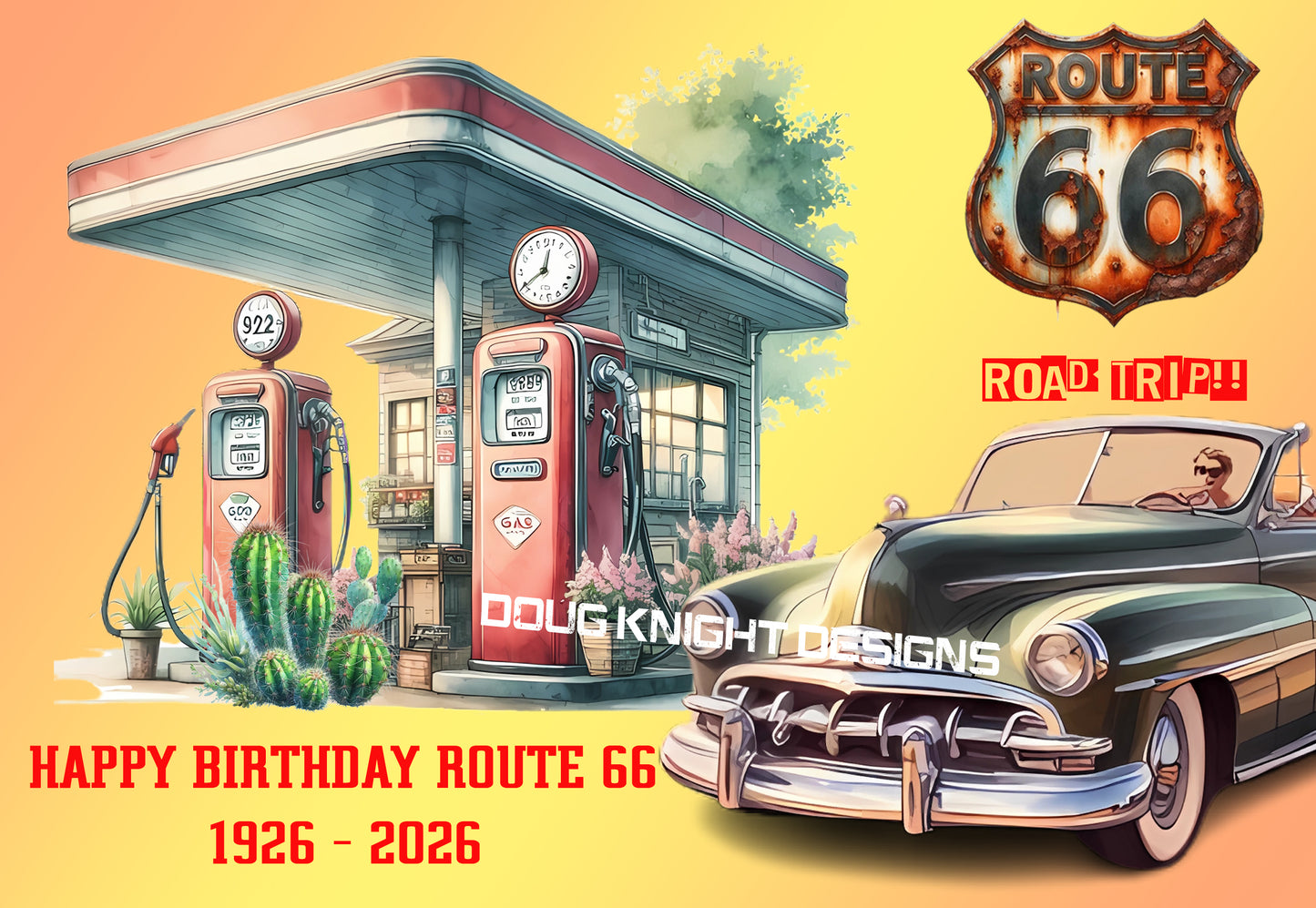 Route 66 Birthday Fridge Magnet