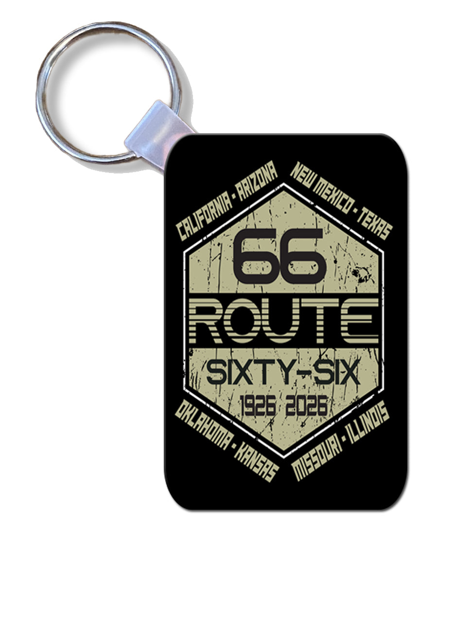 Route 66 Key Ring Dye Sublimation with Logo and States #RTWKR9898