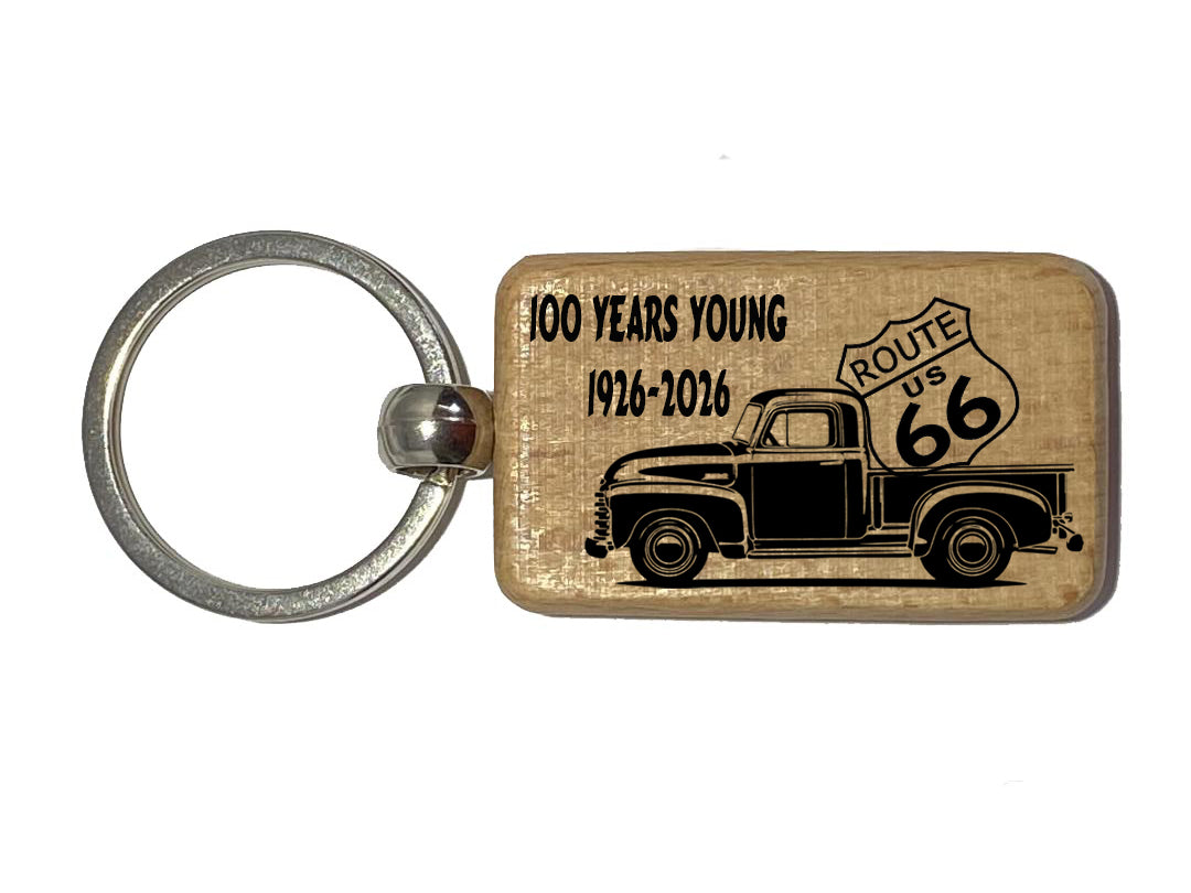 Wood Laser Engraved Keyring Featuring a Route 66 Design (Copy)