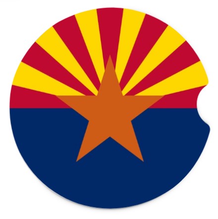 Arizona Themed Car Coasters Set of Two With A Colorful State Flag Design