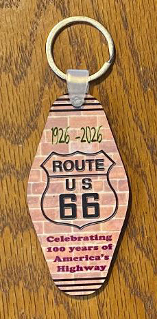 Route 66 Keyring Dye Sublimated Image with Brick Wall Background #KRDS013E