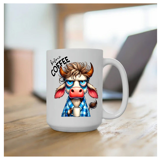 Coffee Mug Featuring a Humorous Graphic Of Before Coffee and After Coffee