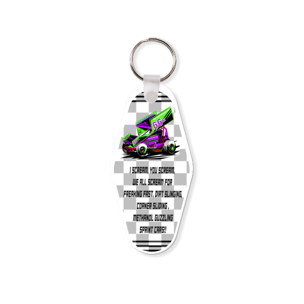 Dirt Track Maniacs Keyring Dye Sublimated Image with Sprint Car #KRDS018E