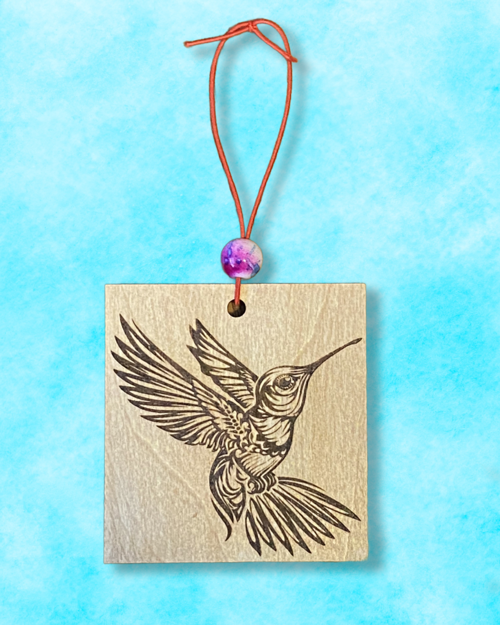 Car Air Freshener With Laser Cut and Engraved Hummingbird Design