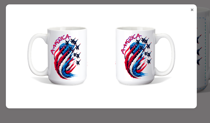 Coffee Mug Celebrating America with Patriotic Jets