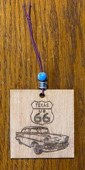 Car Air Freshener With Laser Cut and Engraved Route 66 Design
