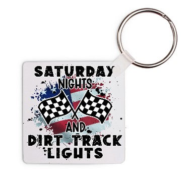 Dirt Track Dye Sublimated Key Ring with Patriotic Dirt Track Design #KRDS010A
