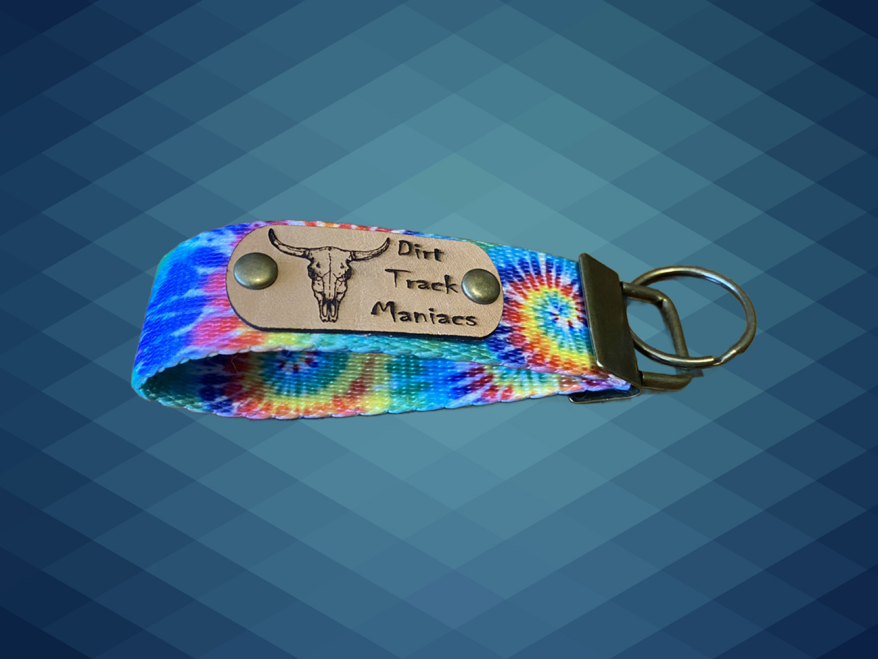 Loop Key Ring with Laser Engraved Dirt Track Maniacs Graphics
