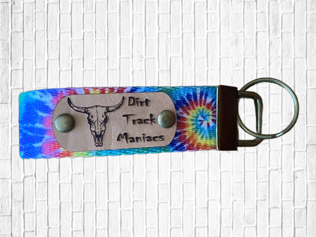 Loop Key Ring with Laser Engraved Dirt Track Maniacs Graphics