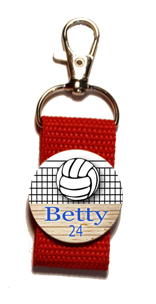 Volleyball Strap Zipper Pull Personalized with name and number