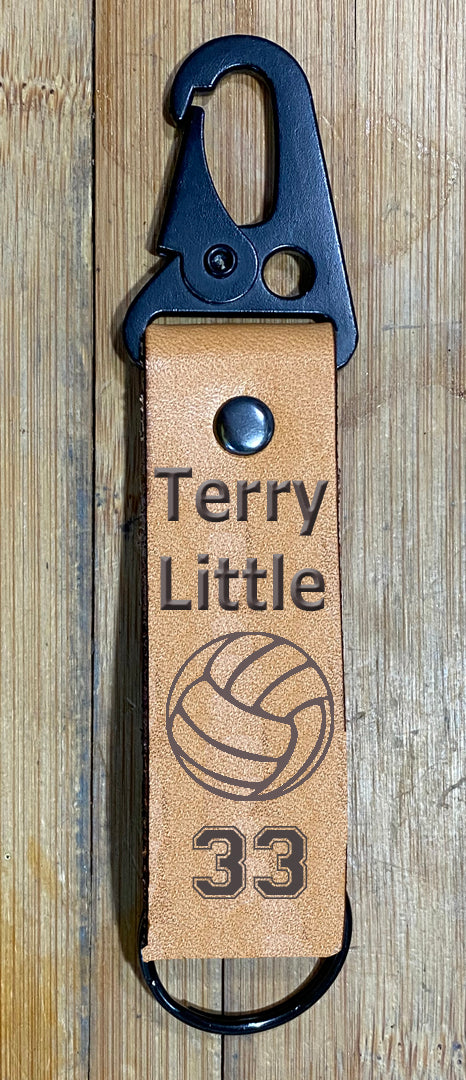 Personalized Volleyball Leather Key Chain-Volleyball Collectible-Leather Key Chain
