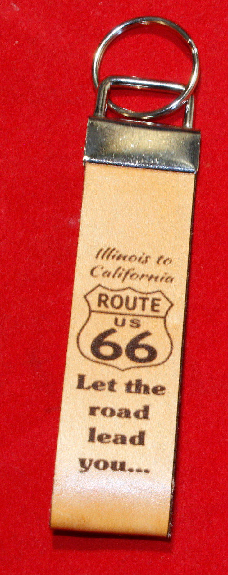 Route 66 Leather Laser engraved Key Chain
