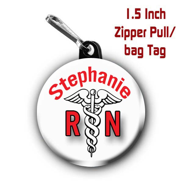 Registerd Nurse Zipper Pull, RN, Nurse, Personalized Zipper Pull