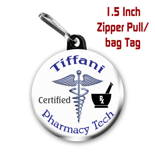 Personalized Pharmacy Tech Zipper Pull, Pharmacy Tech, Zipper Pull