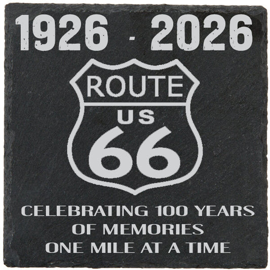 Route 66 Coaster, Slate Coaster, Route 66 Logo, Laser Engraved, Route 66 Centennial