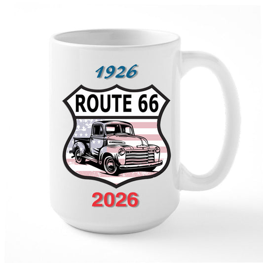 Coffee Mug Route 66 Design With 100 Years Celebration Graphics