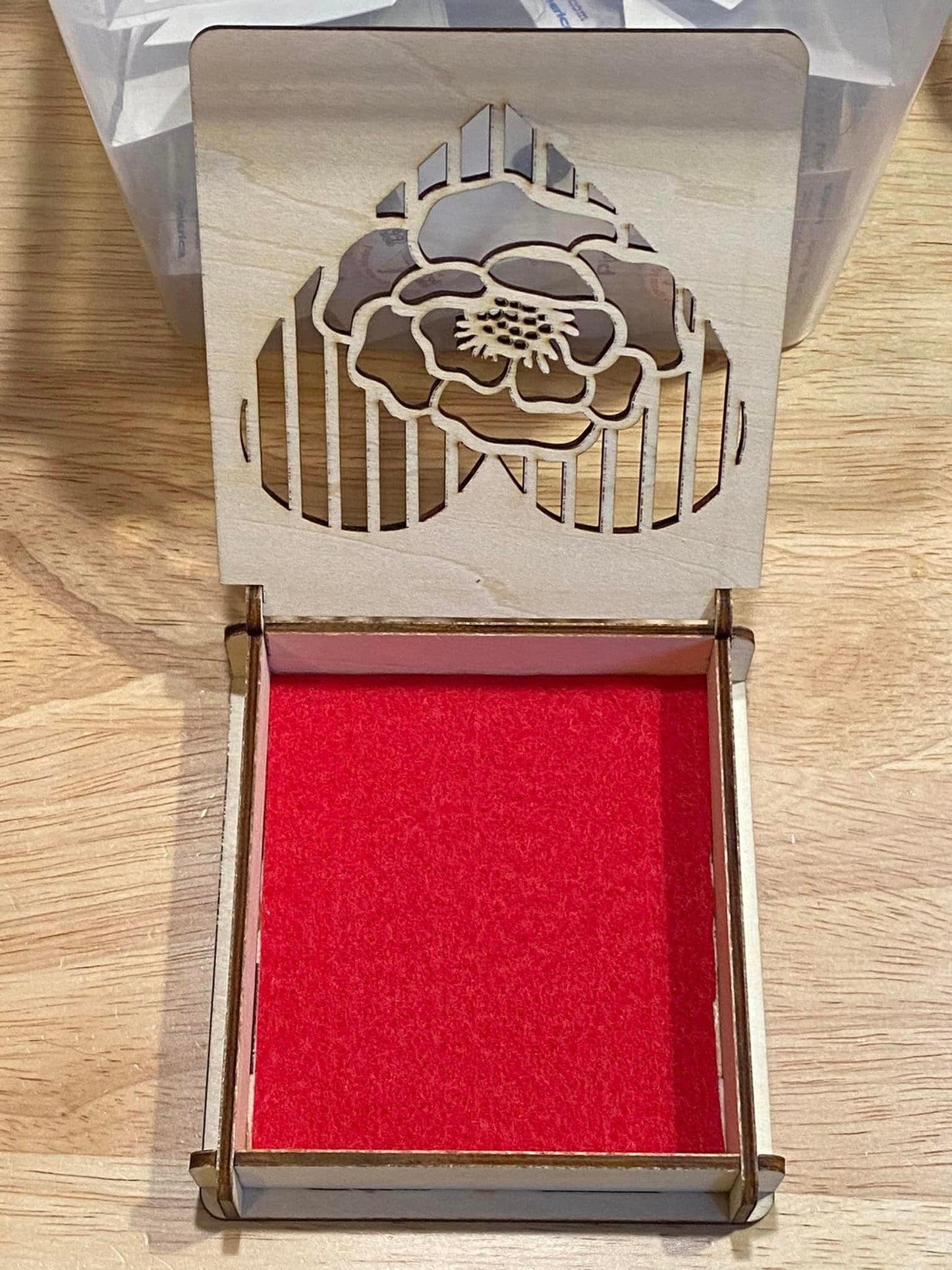 Laser Engraved Wood Box with Felt Inside