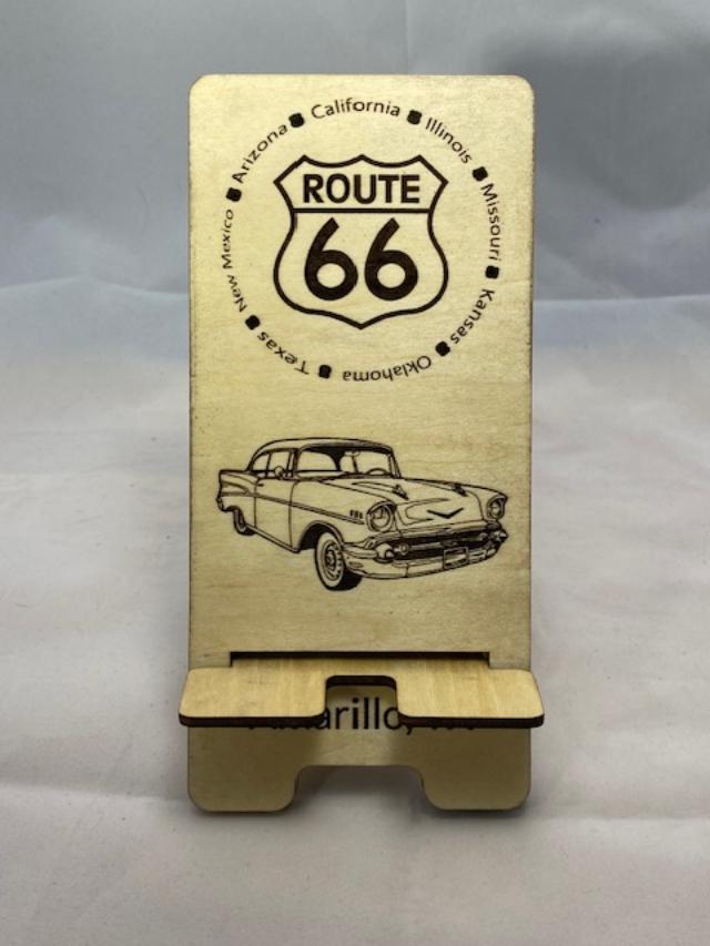 Route 66 Laser Engraved and Cut Cell Phone Stand