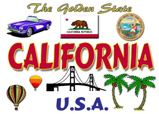 California Fridge Magnet with California Graphics