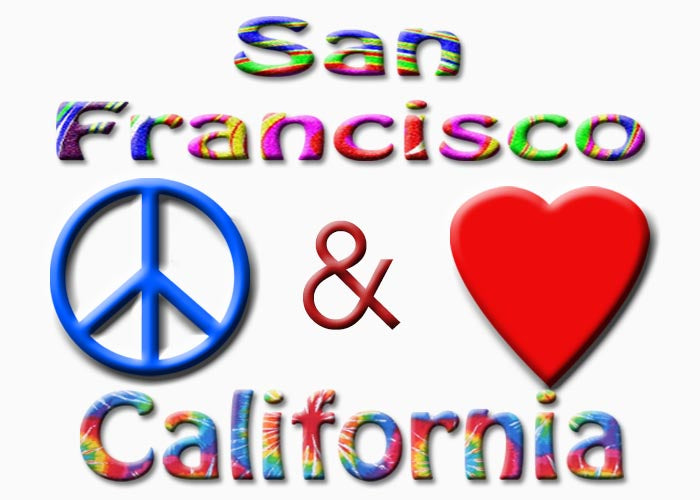 San Francisco California Fridge Magnet with Psychedelic Graphics