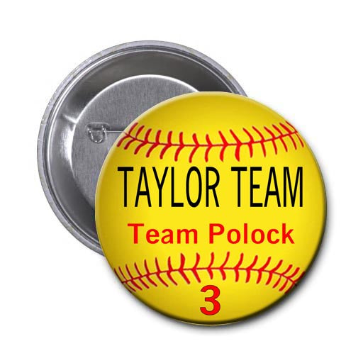 Personalized Softball Graphics Zipper Pull, Pin, or Magnet 1.5 inches in Diameter