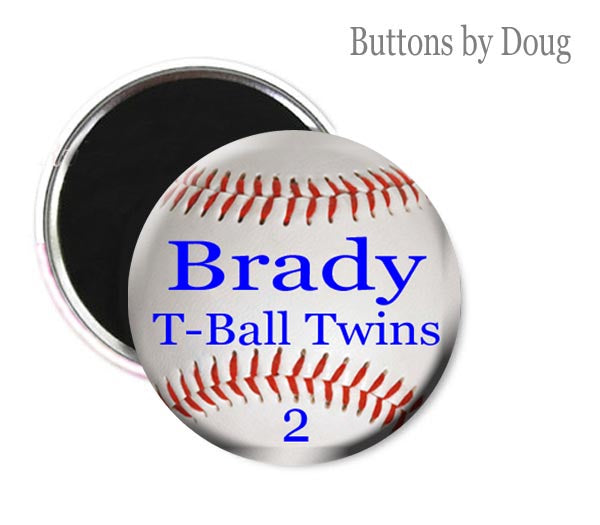 Personalized Baseball Graphics Zipper Pull, Pin, or Magnet 1.5 inches in Diameter