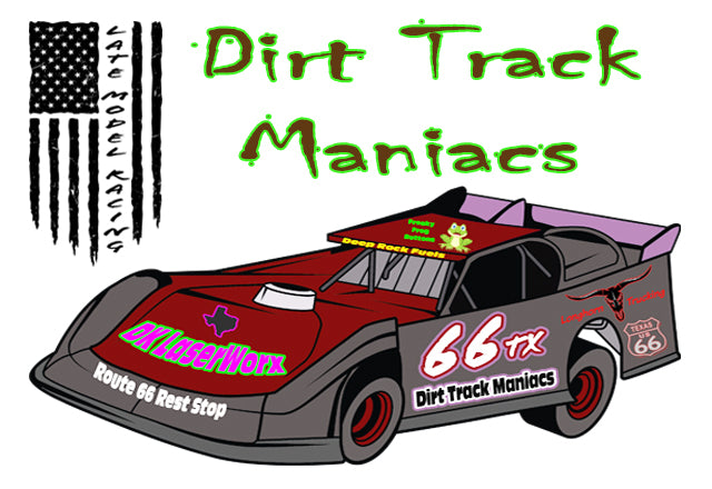 Dirt Track Maniacs Fridge Magnet with Late Model Car