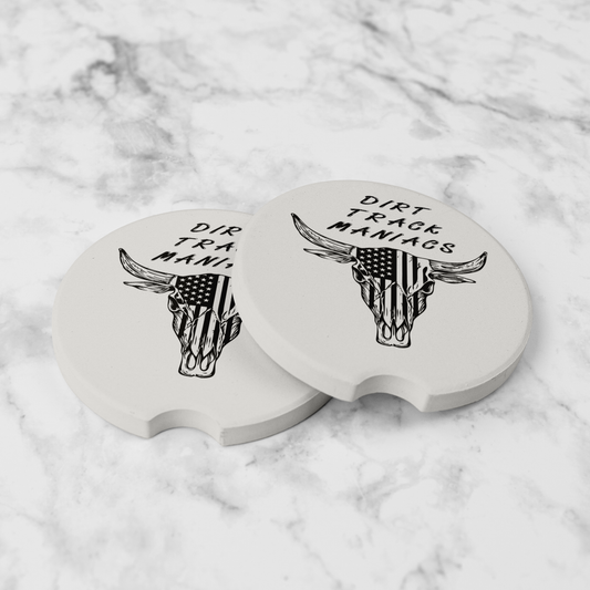 Dirt Track Maniacs Themed Car Coasters with Logo