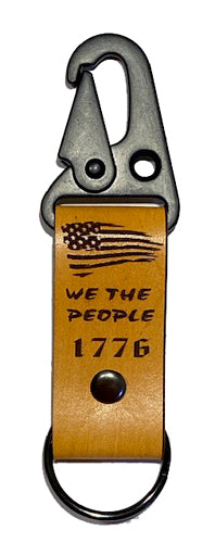 American Themed Leather Key Ring with Laser Engraved Graphics