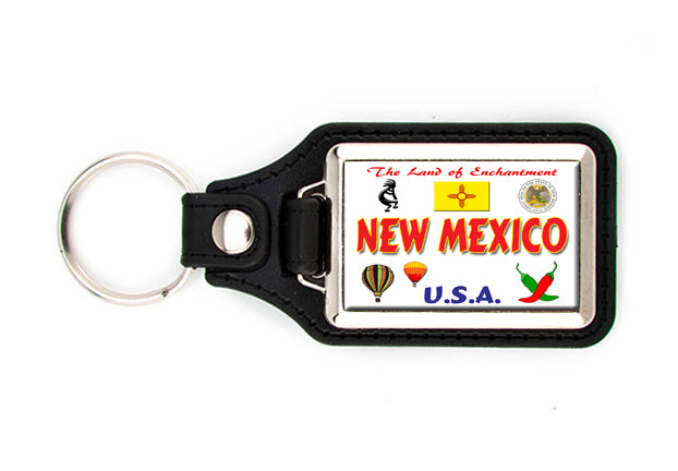 New Mexico Graphics Faux Leather Key Ring