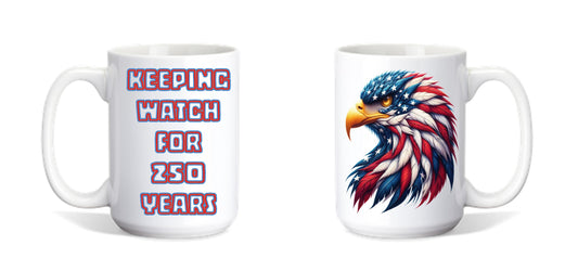 Coffee Mug Featuring a Patriotic Bald Eagle Head Celebrating America's 250 Birthday