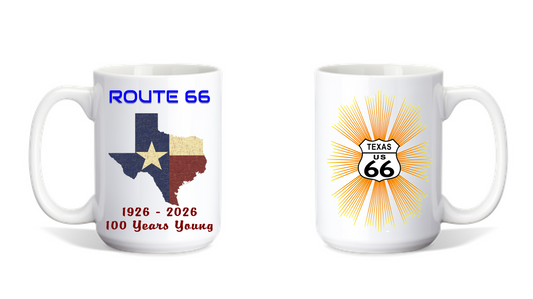 Coffee Mug Route 66 Design With 100 Years Celebration Graphics