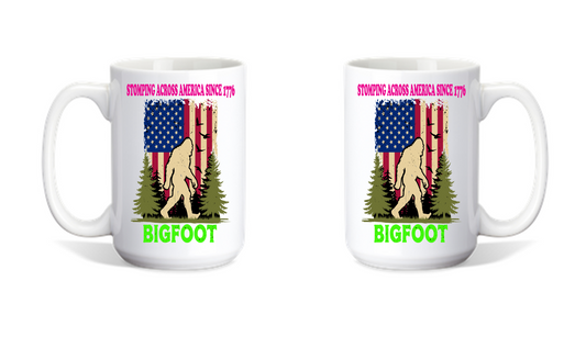 Coffee Mug Patriotic Bigfoot Design