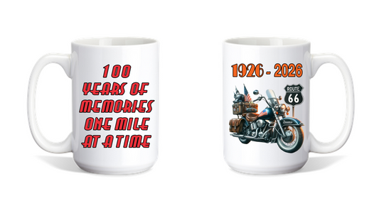 Coffee Mug Route 66 Motorcycle Design With 100 Years Celebration Graphics