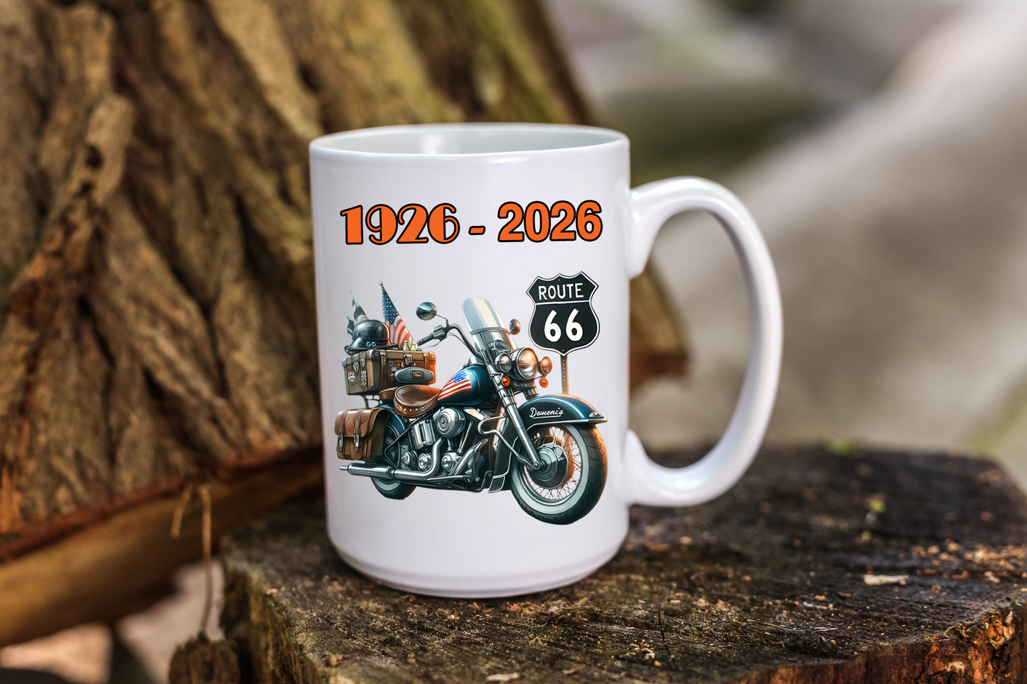 Coffee Mug Route 66 Motorcycle Design With 100 Years Celebration Graphics