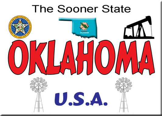 Oklahoma Fridge Magnet with Oklahoma Graphics