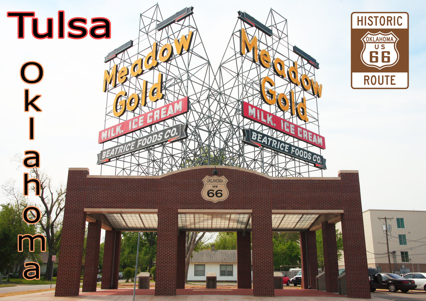 Route 66 Magnet, Route 66 Collectible, Meadow Gold Sign, Tulsa OK, Travel Magnets