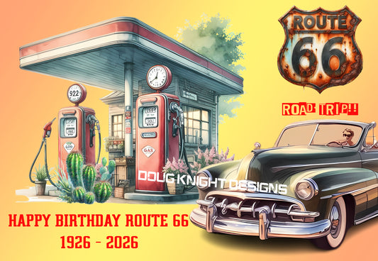 Route 66 Birthday Fridge Magnet