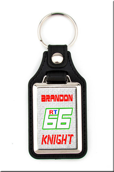 Racing keyring with the First and Last Name and Car Number of Driver